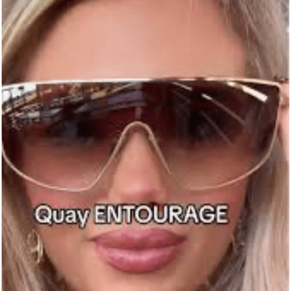 NEW! Quay Entourage Gold Shield Sunglasses with Sepia Gradient Lens